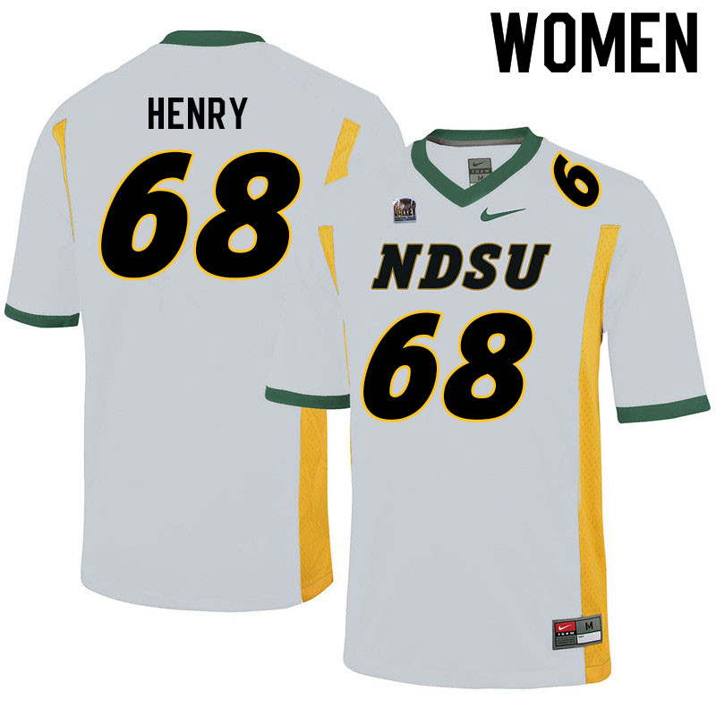 Women #68 Sam Henry North Dakota State Bison College Football Jerseys Sale-White - Click Image to Close